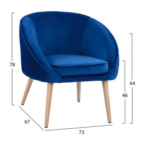 Luxus Cocktailsessel YAJANTI aus Samt in Farbe Blau