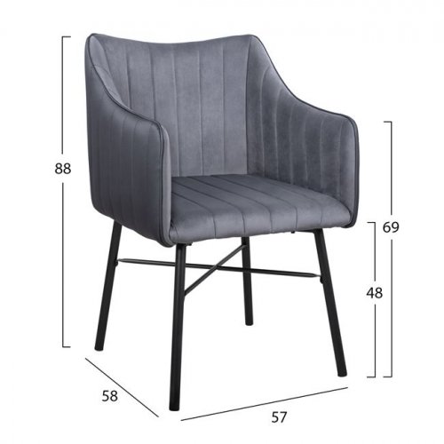 Loungesessel ALLYSA aus Samt in Farbe Grau