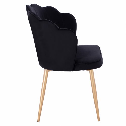 CHAIR AVIE VELVET BLACK WITH METAL GOLD FRAME 48x48x85 cm
