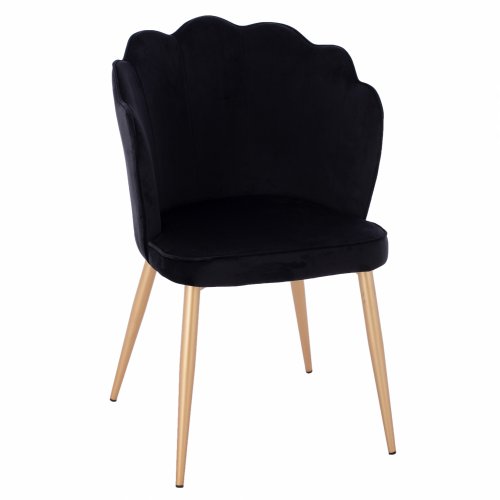 CHAIR AVIE VELVET BLACK WITH METAL GOLD FRAME 48x48x85 cm