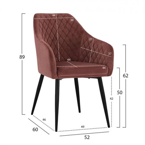 Sessel CHARLES aus Samt in Farbe Rosé