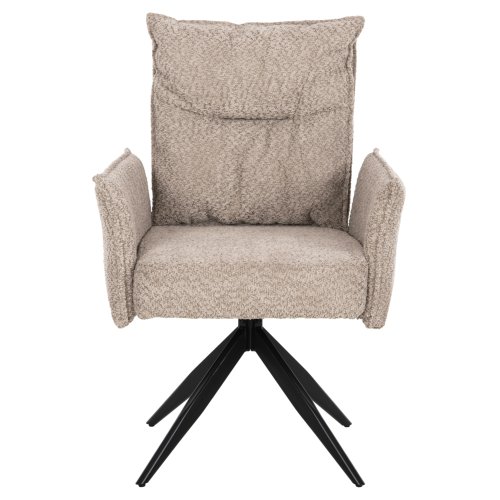 DINING ARMCHAIR DARK BEIGE FABRIC-BLACK METAL BASE 64x66x94,5Hcm