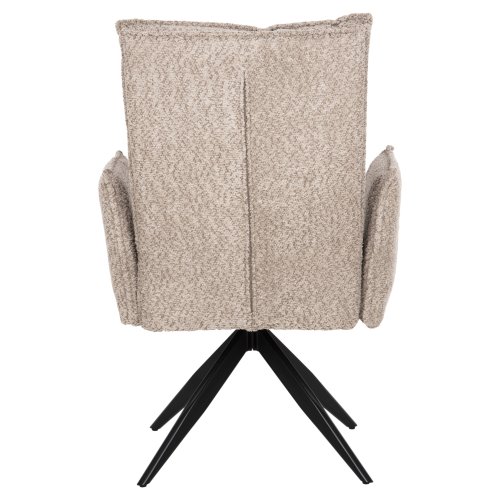 DINING ARMCHAIR DARK BEIGE FABRIC-BLACK METAL BASE 64x66x94,5Hcm