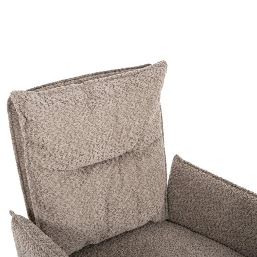 DINING ARMCHAIR DARK BEIGE FABRIC-BLACK METAL BASE 64x66x94,5Hcm