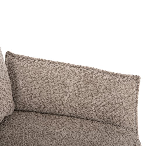 DINING ARMCHAIR DARK BEIGE FABRIC-BLACK METAL BASE 64x66x94,5Hcm