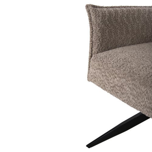 DINING ARMCHAIR DARK BEIGE FABRIC-BLACK METAL BASE 64x66x94,5Hcm