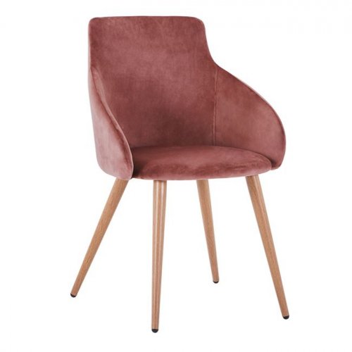Sessel IVY aus Samt in Farbe Rosé mit Metallbeinen