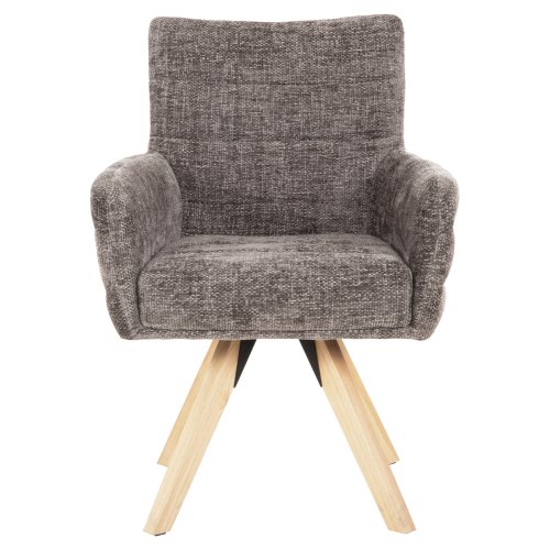 DINING ARMCHAIR GREY FABRIC-RUBBERWOOD LEGS 66x63x91Hcm