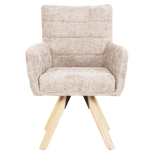 DINING ARMCHAIR BEIGE FABRIC-RUBBERWOOD LEGS 66x63x91Hcm