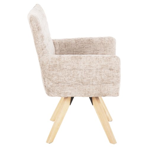 DINING ARMCHAIR BEIGE FABRIC-RUBBERWOOD LEGS 66x63x91Hcm