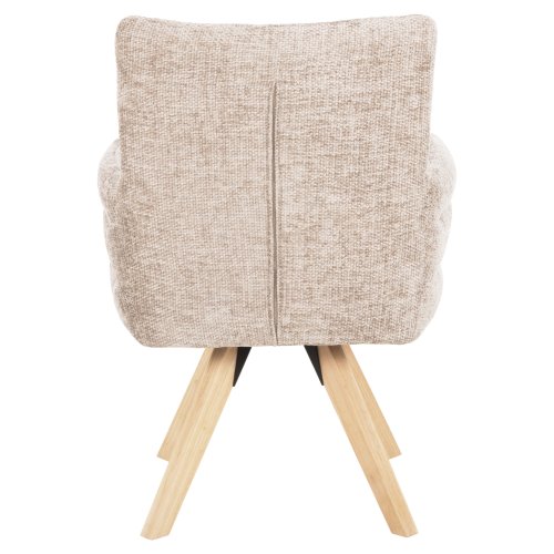DINING ARMCHAIR BEIGE FABRIC-RUBBERWOOD LEGS 66x63x91Hcm