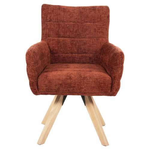 ESSZIMMER-SESSEL, ROTER STOFF, BEINE AUS GUMMIHOLZ, 66 x 63 x 91 cm