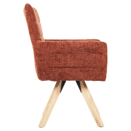 ESSZIMMER-SESSEL, ROTER STOFF, BEINE AUS GUMMIHOLZ, 66 x 63 x 91 cm