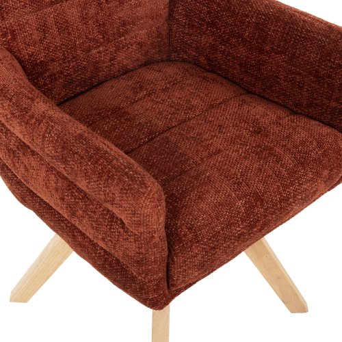 ESSZIMMER-SESSEL, ROTER STOFF, BEINE AUS GUMMIHOLZ, 66 x 63 x 91 cm