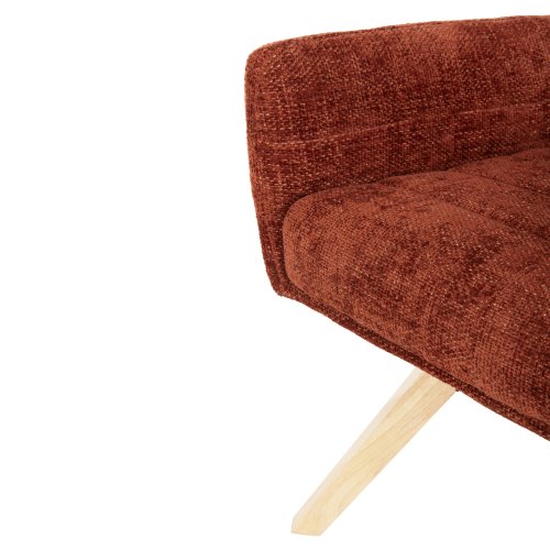 ESSZIMMER-SESSEL, ROTER STOFF, BEINE AUS GUMMIHOLZ, 66 x 63 x 91 cm