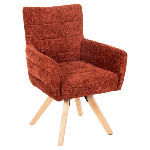 ESSZIMMER-SESSEL, ROTER STOFF, BEINE AUS GUMMIHOLZ, 66 x 63 x 91 cm