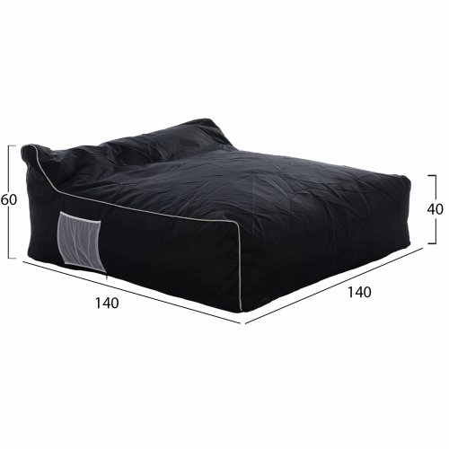 POUF MIT TEXTILINE SCHWARZ WEISS RELAY 140x140x40-60 cm