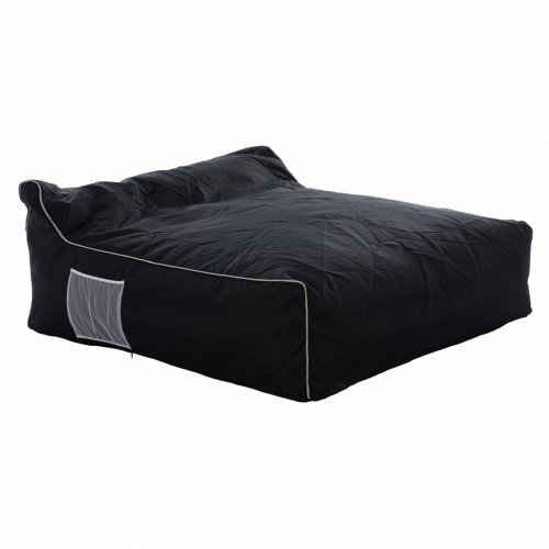 POUF MIT TEXTILINE SCHWARZ WEISS RELAY 140x140x40-60 cm