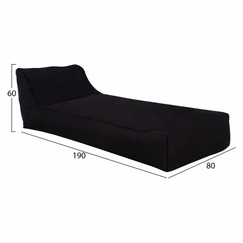 Pouf "Tanea" in black with UV Protection 190x80x60 cm