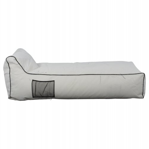"WADELIN" LOUNGE POUF WITH TEXTILINE WHITE AND BLACK RAIL 190x80x40-60 cm