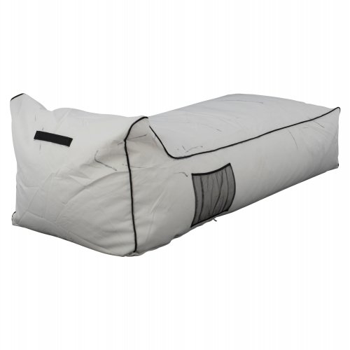 "WADELIN" LOUNGE POUF WITH TEXTILINE WHITE AND BLACK RAIL 190x80x40-60 cm