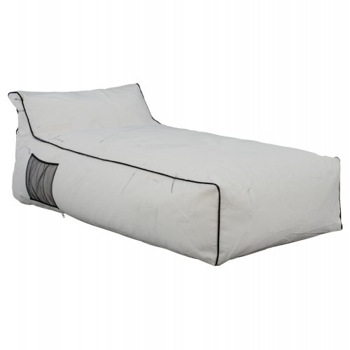 "WADELIN" LOUNGE POUF WITH TEXTILINE WHITE AND BLACK RAIL 190x80x40-60 cm