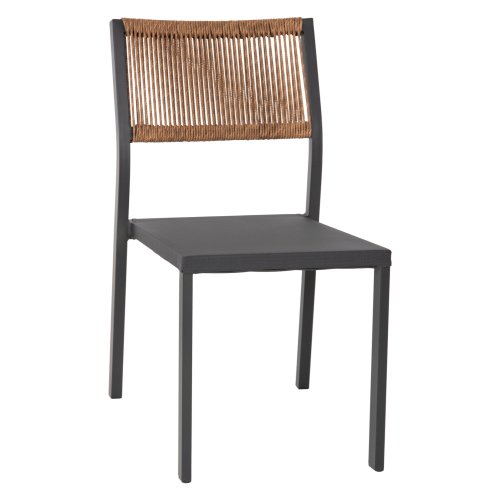 ALUMINUM CHAIR ANTHRACITE BEIGE RATTAN & TEXTLINE 46x55.5x83 cm