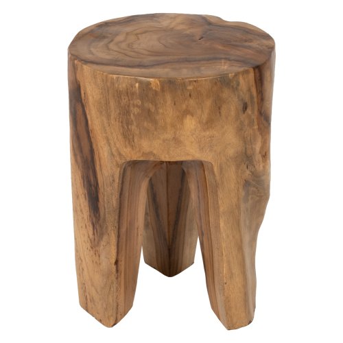 3-BEIN-HOCKER MASSIVES TEAK NATURFARBE Φ30x40Hcm