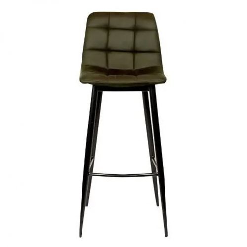 "Lauren" barchair in microfibre in army green color and metal legs