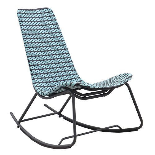 Outdoor Schaukelstuhl "Pya" aus PE Geflecht in blau und Aluminiumrahmen