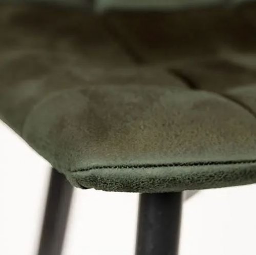 "Lauren" barchair in microfibre in army green color and metal legs