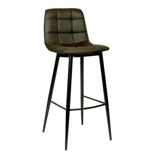 "Lauren" barchair in microfibre in army green color and metal legs