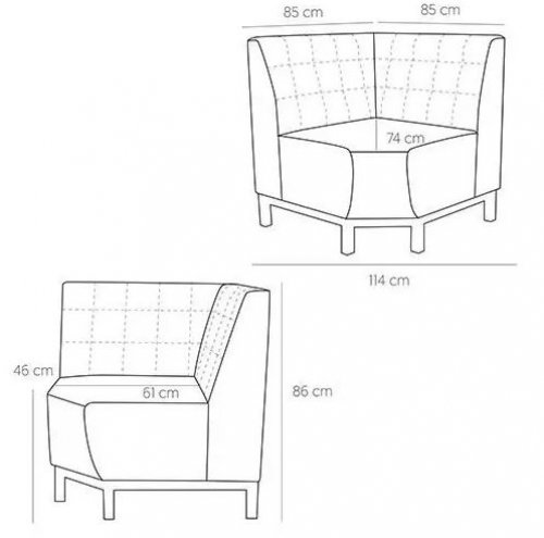 Viggo corner bench 85x85 cm in cream taupe colour