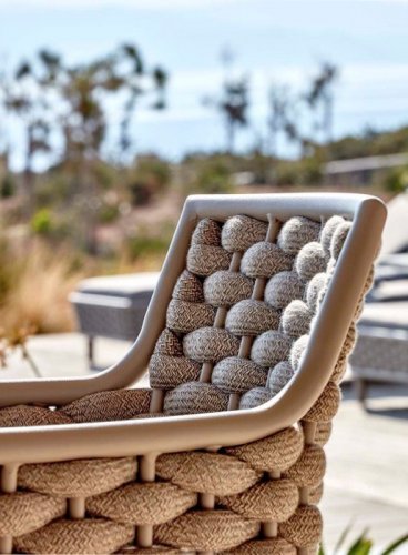 Aluminium Sessel "LEON" in Taupe Farbe mit Geflecht