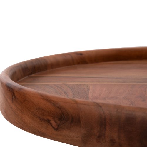 SET 2 STÜCK COUCHTISCHE RUND MASSIVES AKAZIENHOLZ IN NATÜRLICH Φ50 & Φ60 cm