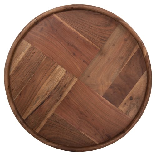 SET 2 STÜCK COUCHTISCHE RUND MASSIVES AKAZIENHOLZ IN NATÜRLICH Φ50 & Φ60 cm