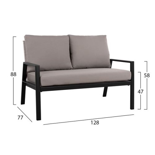 4-tlg.Loungegarnitur aus Aluminium in Grau