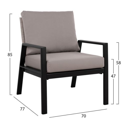 4-tlg.Loungegarnitur aus Aluminium in Grau