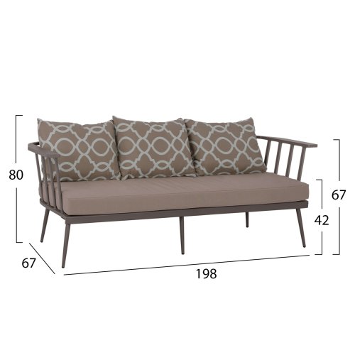 4-teiliges Lounge-Set aus Aluminium in Militärgrau