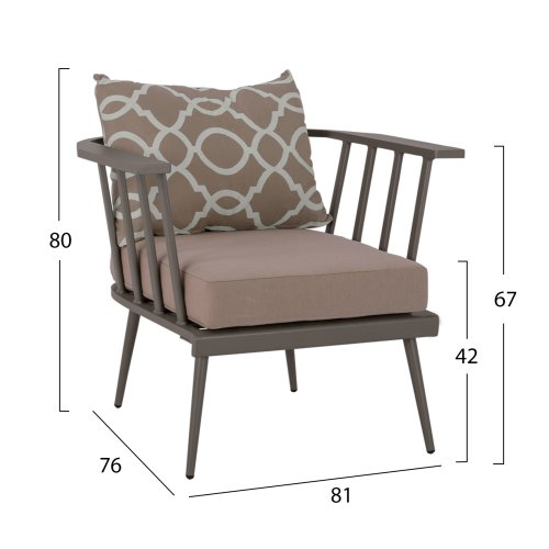4-teiliges Lounge-Set aus Aluminium in Militärgrau