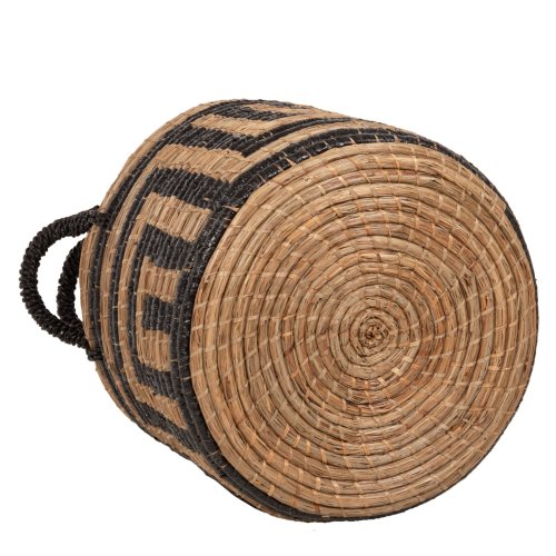 2-PIECE SET OF DECORATIVE BASKETS MENDONG GRASS IN NATURAL-BLACK COLOR Φ36x32-40Hcm