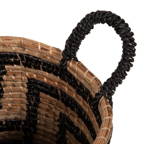 2-PIECE SET OF DECORATIVE BASKETS MENDONG GRASS IN NATURAL-BLACK COLOR Φ36x32-40Hcm