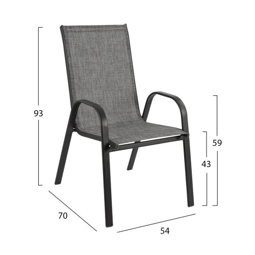 OUTDOOR 5-TEILIGES ESSZIMMERSET LEOFER METALL-TISCH-4 METALL-SESSEL-GRAU