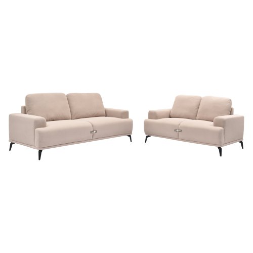 SOFA SET 2-TLG. TERIN BEIGE STOFF-SCHWARZE METALLBEINE
