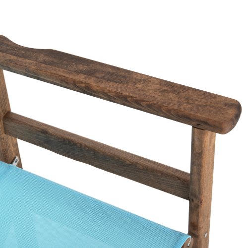 REGISSEUR DIREKTOR STUHL AUS NUSSBAUM MIT HIMMELBLAUEM TEXTILENE-SATZ