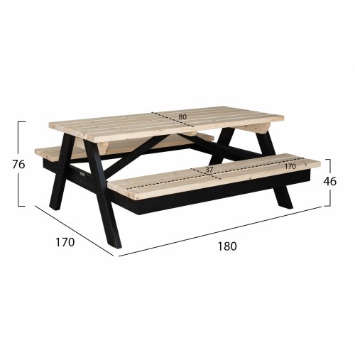 PICKNICK-SET 2 BÄNKE MIT SCHWEDISCHEM HOLZTISCH