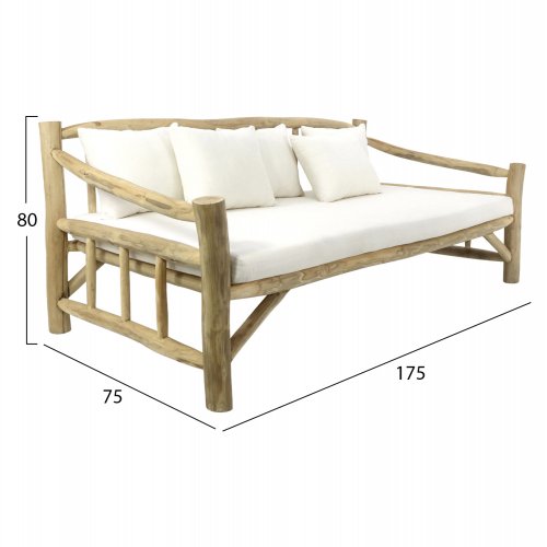 4-TEILIGES WOHNZIMMER-SET AUS MASSIVEM NATÜRLICHEM TEAKHOLZ - WEIß -