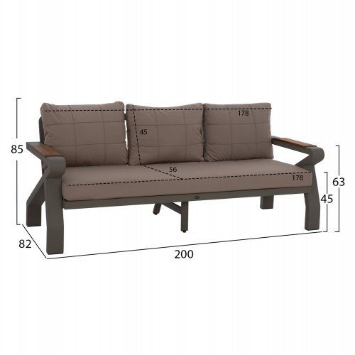 OUTDOOR-SET 4TLG GRAU ALUMINIUM UND IROKO HOLZ