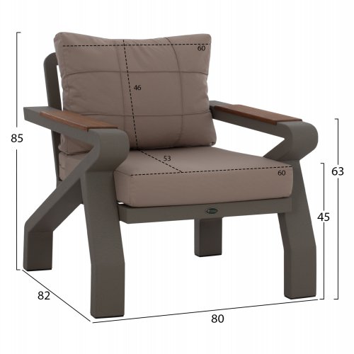 OUTDOOR-SET 4TLG GRAU ALUMINIUM UND IROKO HOLZ