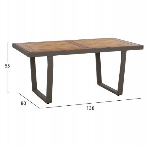 OUTDOOR-SET 4TLG GRAU ALUMINIUM UND IROKO HOLZ